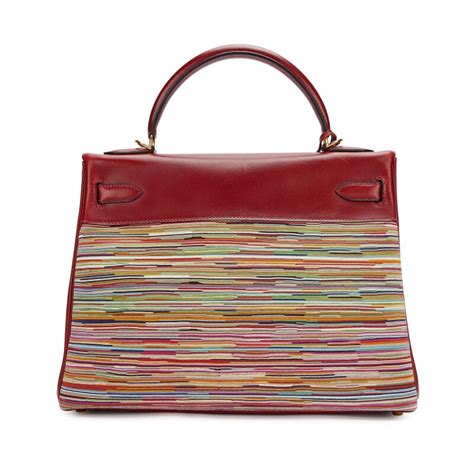 Hermès Rouge H Evercalf Vibrato Kelly 32 Retourne Gold 